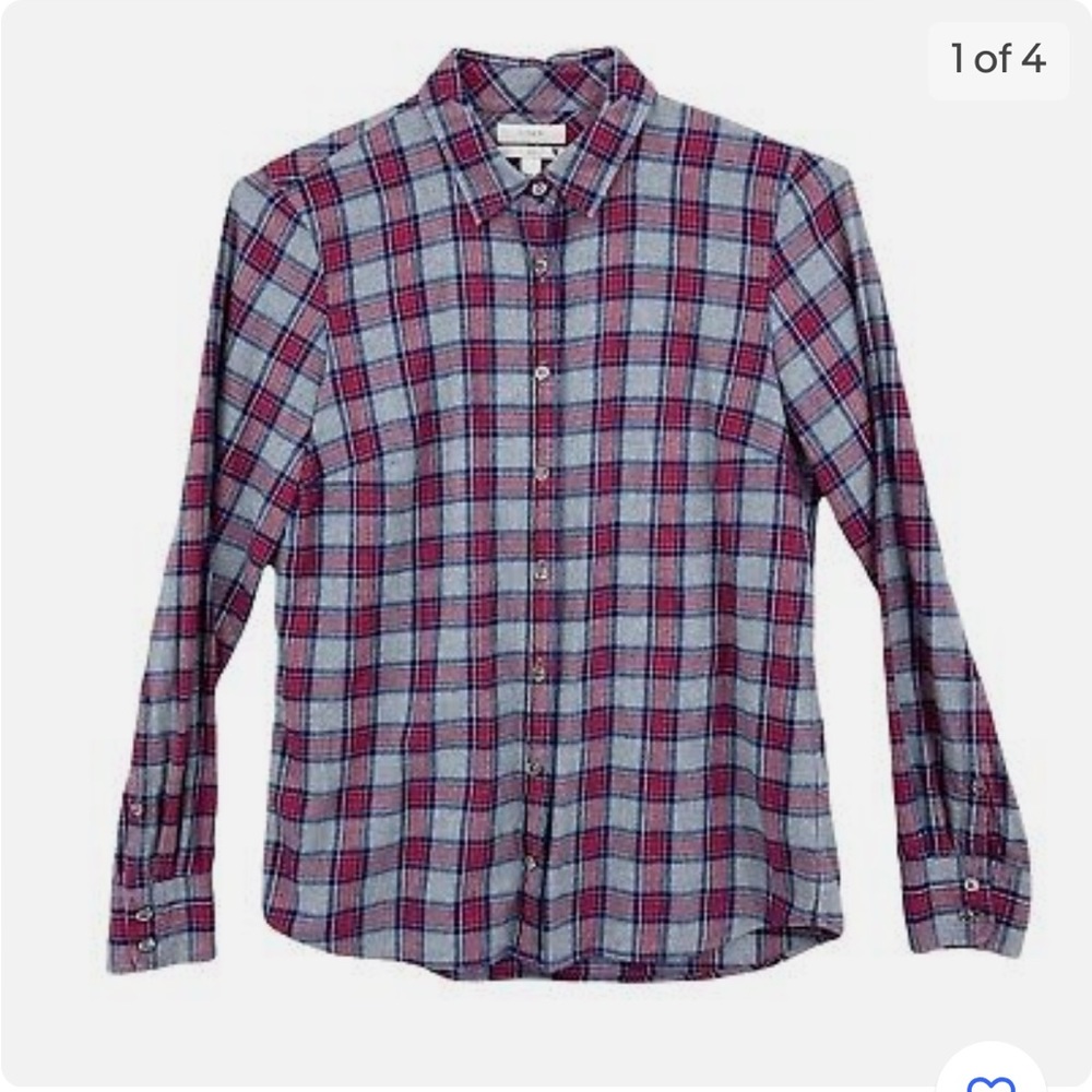 EUC J. Crew Boyfriend Tartan Plaid Flannel Shirt